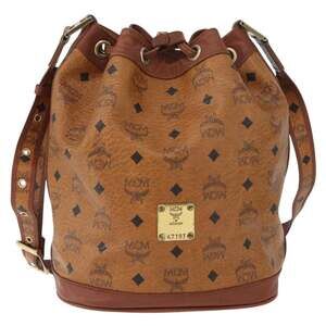 MCM Visetos Logogram Shoulder Bag Brown